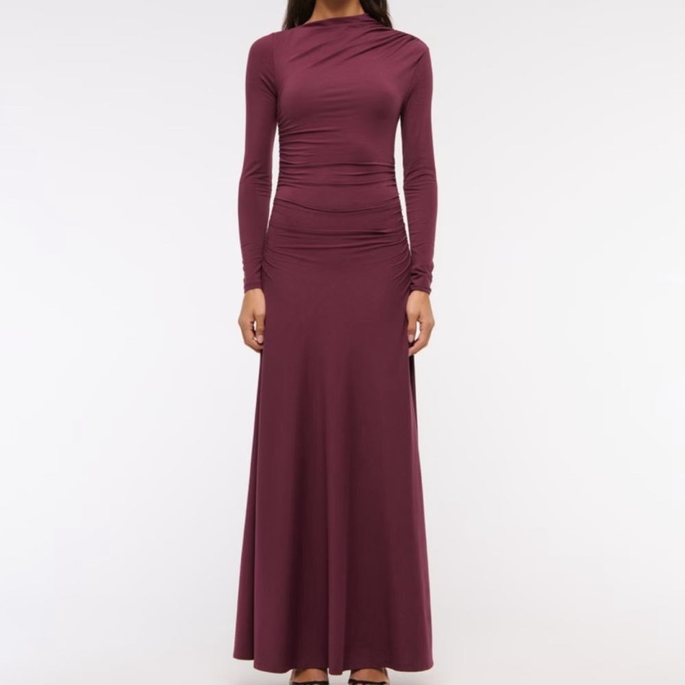 Long sleeve draped knit maxi dress